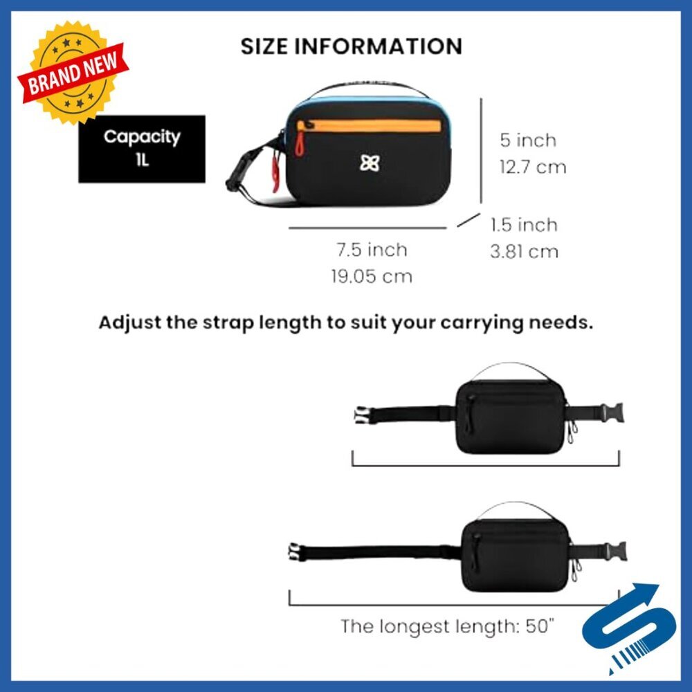 Small Sling Bag, 1L Fanny Pack, RFID Blocking, Lightweight Travel Crossbody - Picture 3 of 6